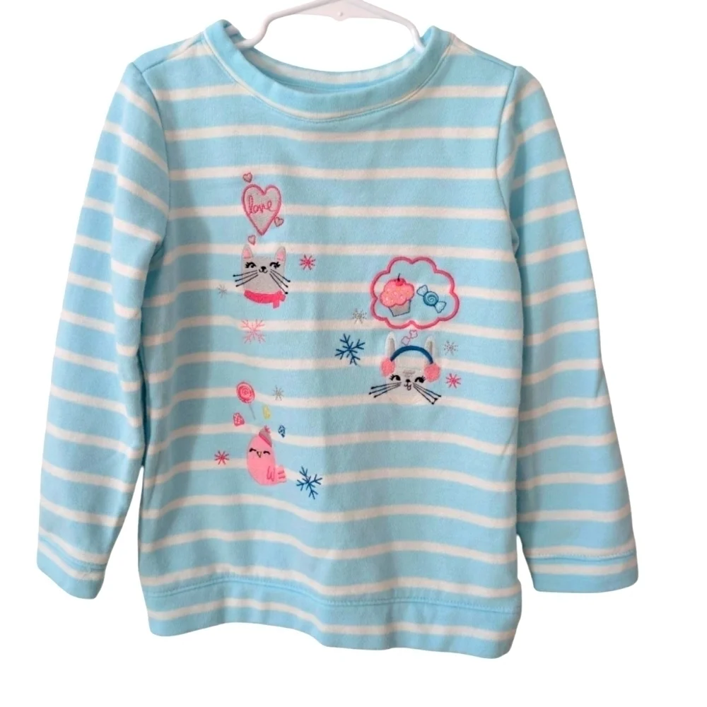 Gymboree Girls Light Blue and White Striped Sweatshirt Size 5T